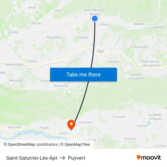 Saint-Saturnin-Lès-Apt to Puyvert map