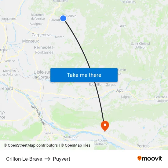 Crillon-Le-Brave to Puyvert map