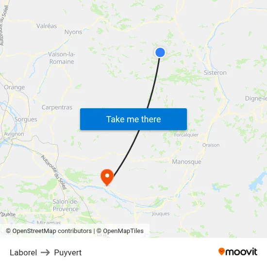 Laborel to Puyvert map
