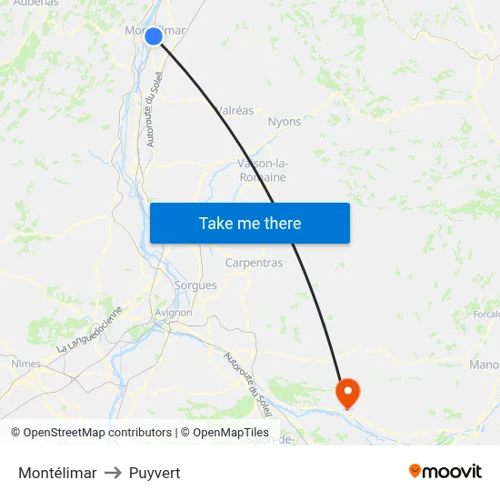 Montélimar to Puyvert map