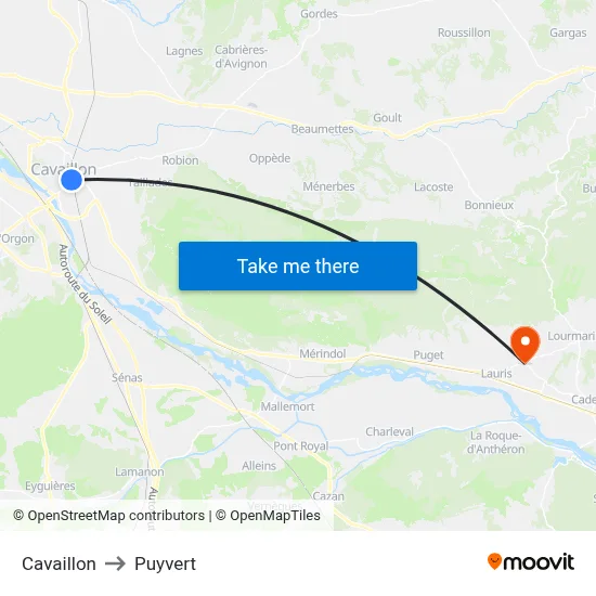 Cavaillon to Puyvert map
