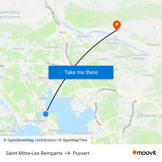 Saint-Mitre-Les-Remparts to Puyvert map