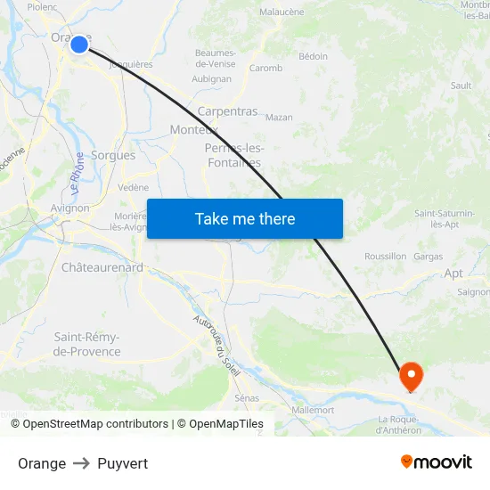 Orange to Puyvert map