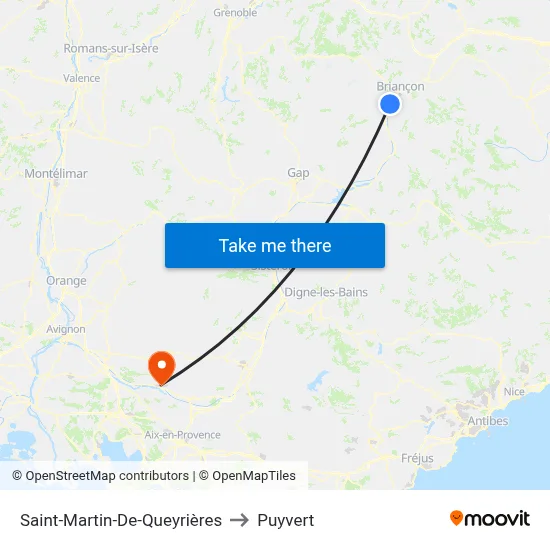 Saint-Martin-De-Queyrières to Puyvert map