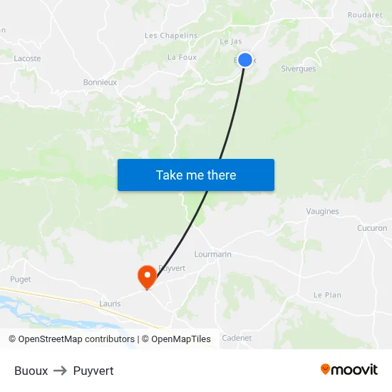 Buoux to Puyvert map
