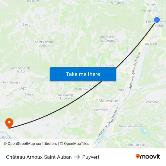 Château-Arnoux-Saint-Auban to Puyvert map