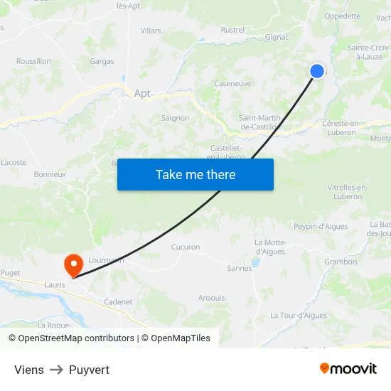 Viens to Puyvert map