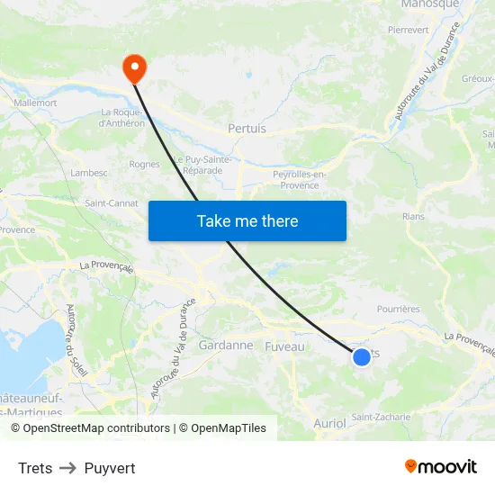 Trets to Puyvert map