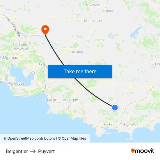 Belgentier to Puyvert map
