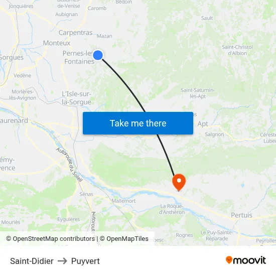Saint-Didier to Puyvert map