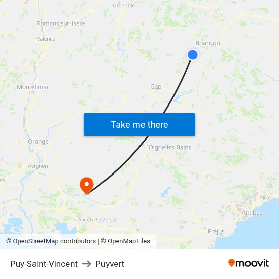 Puy-Saint-Vincent to Puyvert map