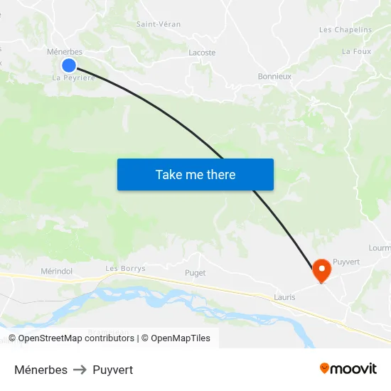 Ménerbes to Puyvert map