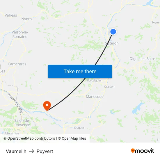 Vaumeilh to Puyvert map