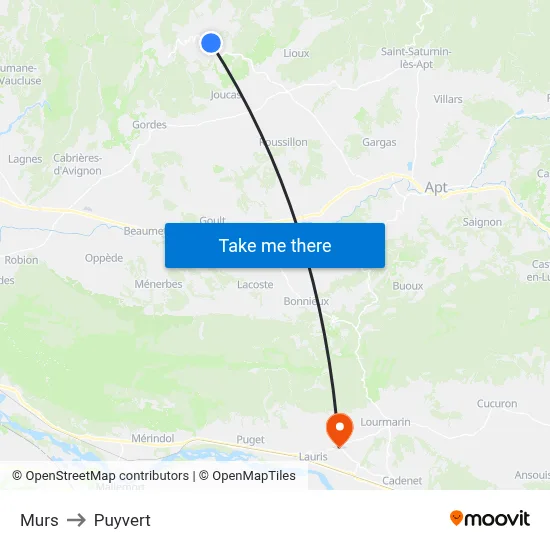 Murs to Puyvert map