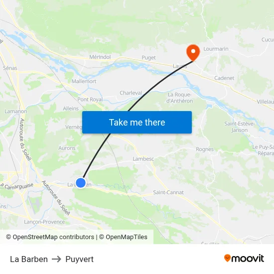 La Barben to Puyvert map