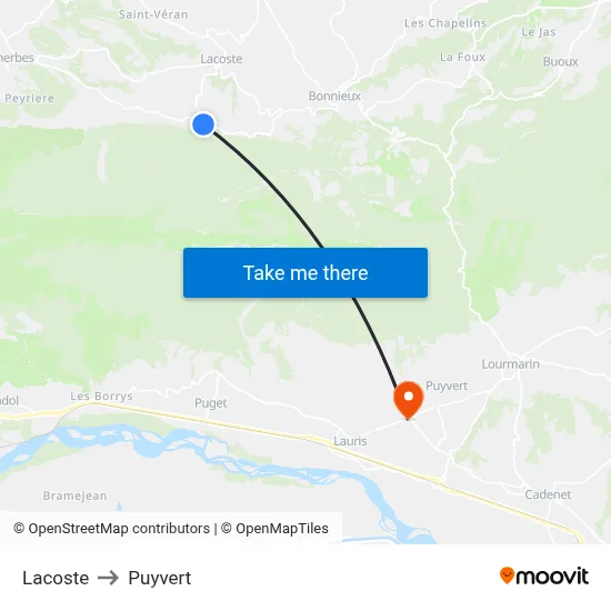 Lacoste to Puyvert map