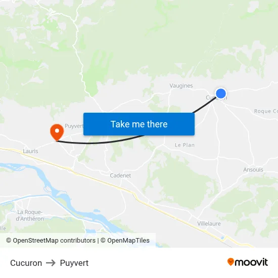 Cucuron to Puyvert map