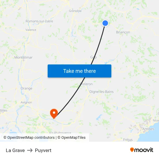 La Grave to Puyvert map