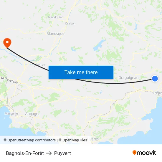 Bagnols-En-Forêt to Puyvert map