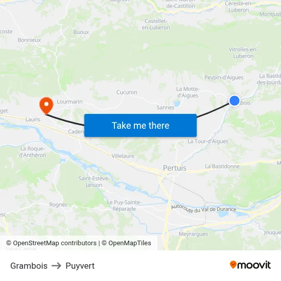 Grambois to Puyvert map