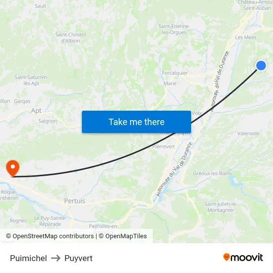 Puimichel to Puyvert map