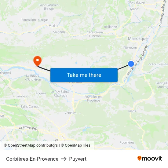Corbières-En-Provence to Puyvert map