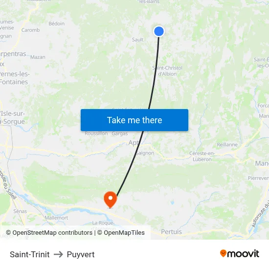 Saint-Trinit to Puyvert map