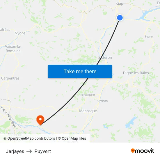 Jarjayes to Puyvert map