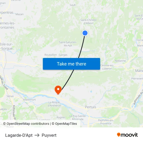 Lagarde-D'Apt to Puyvert map