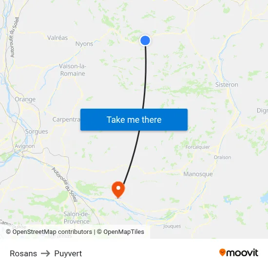 Rosans to Puyvert map