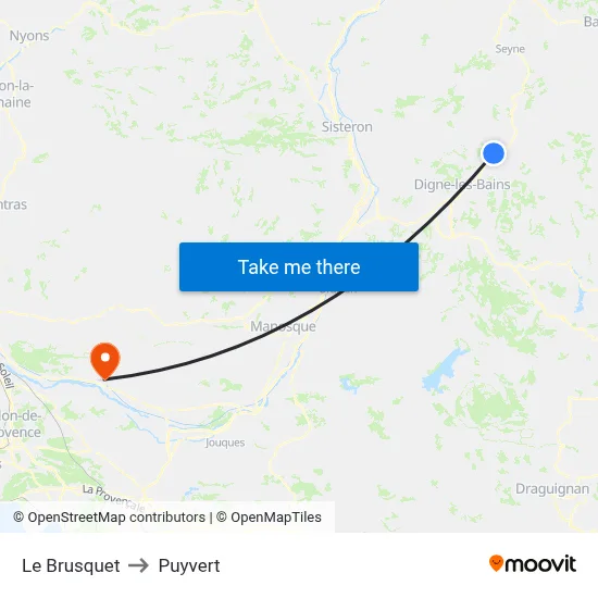 Le Brusquet to Puyvert map