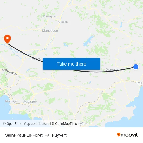 Saint-Paul-En-Forêt to Puyvert map