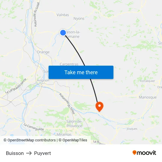 Buisson to Puyvert map