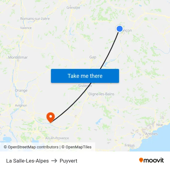 La Salle-Les-Alpes to Puyvert map