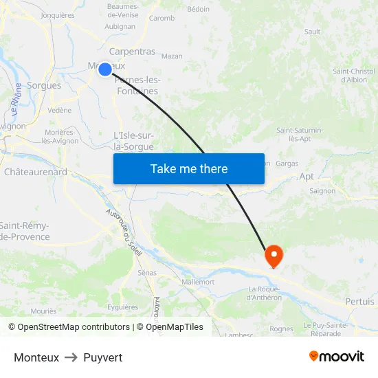 Monteux to Puyvert map