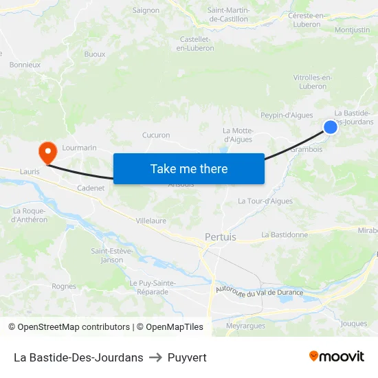 La Bastide-Des-Jourdans to Puyvert map