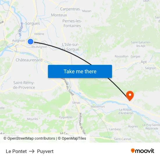 Le Pontet to Puyvert map