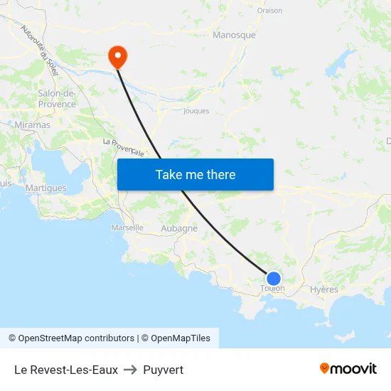 Le Revest-Les-Eaux to Puyvert map