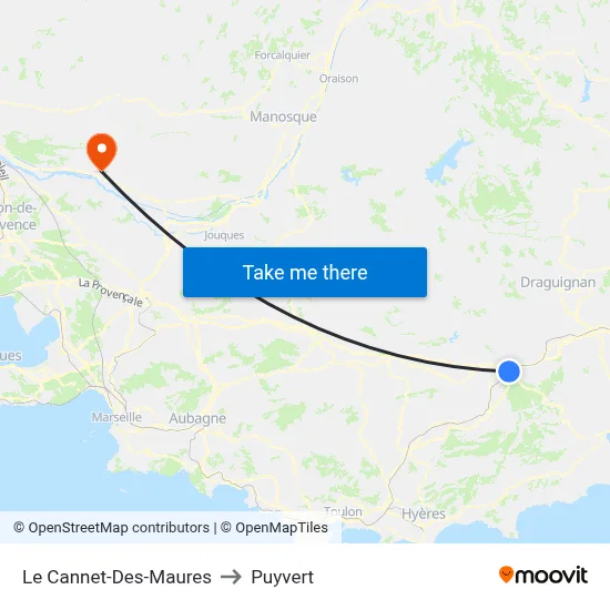 Le Cannet-Des-Maures to Puyvert map