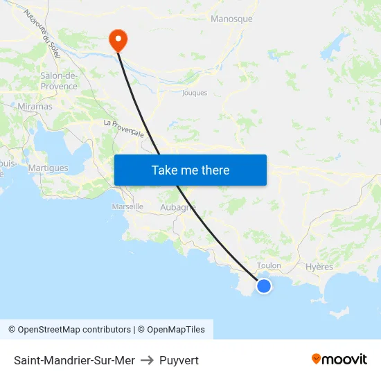 Saint-Mandrier-Sur-Mer to Puyvert map