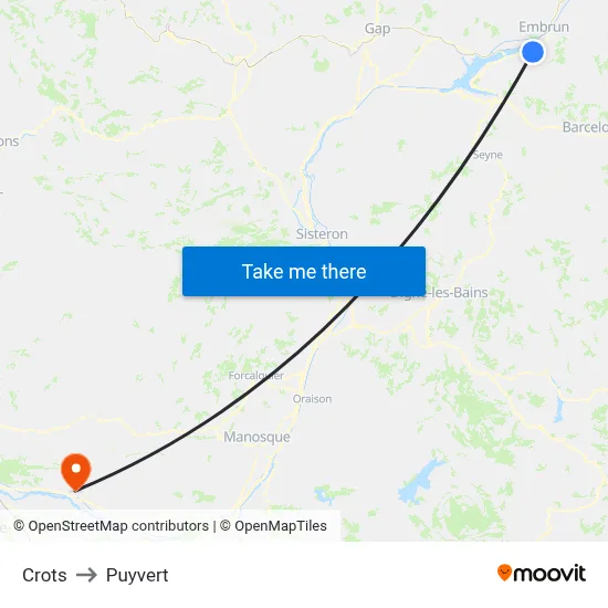 Crots to Puyvert map
