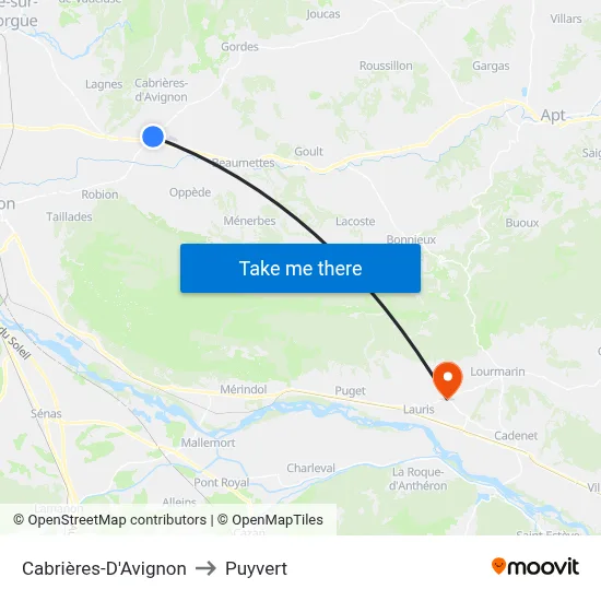 Cabrières-D'Avignon to Puyvert map