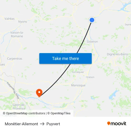 Monêtier-Allemont to Puyvert map