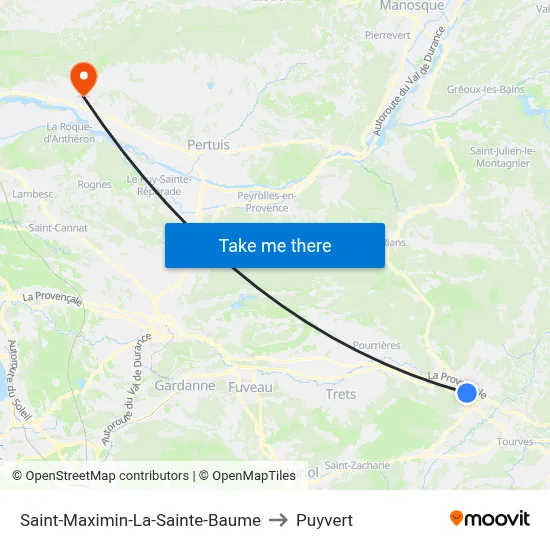 Saint-Maximin-La-Sainte-Baume to Puyvert map