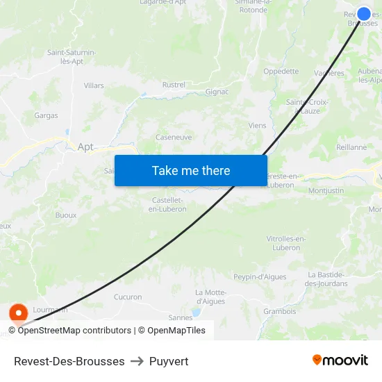 Revest-Des-Brousses to Puyvert map