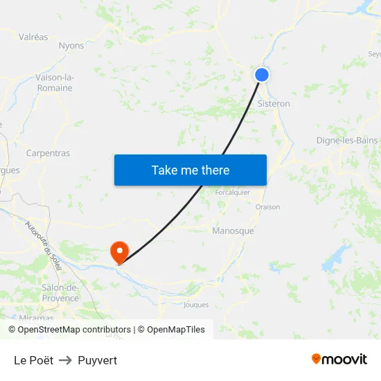 Le Poët to Puyvert map