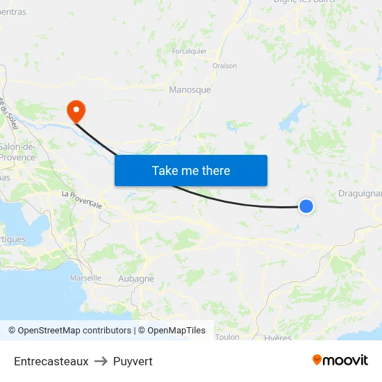 Entrecasteaux to Puyvert map