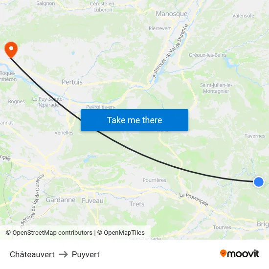 Châteauvert to Puyvert map