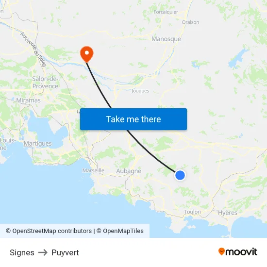 Signes to Puyvert map