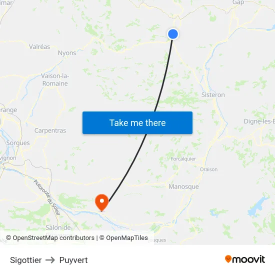 Sigottier to Puyvert map